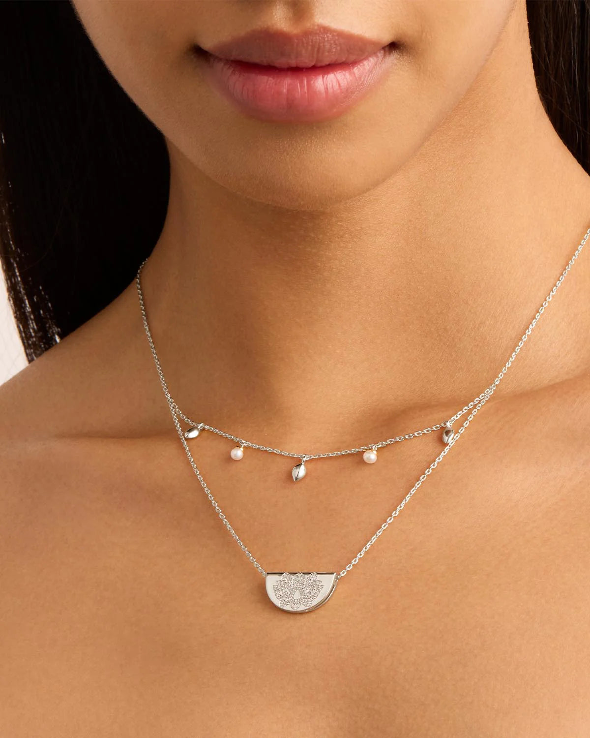 Live in Peace Lotus Necklace - Sterling Silver