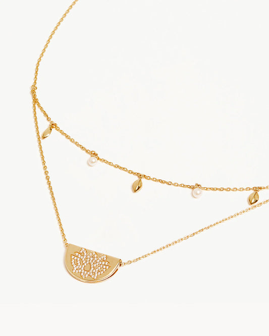 Live in Peace Lotus Necklace - 18k Gold Vermeil