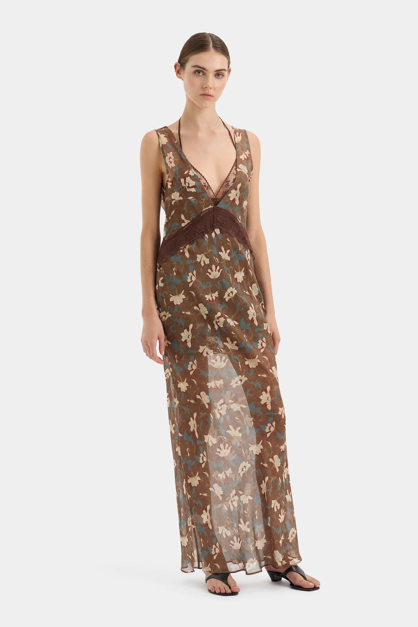 Avellino Lace Layered Dress - Chocolate Fiore Print