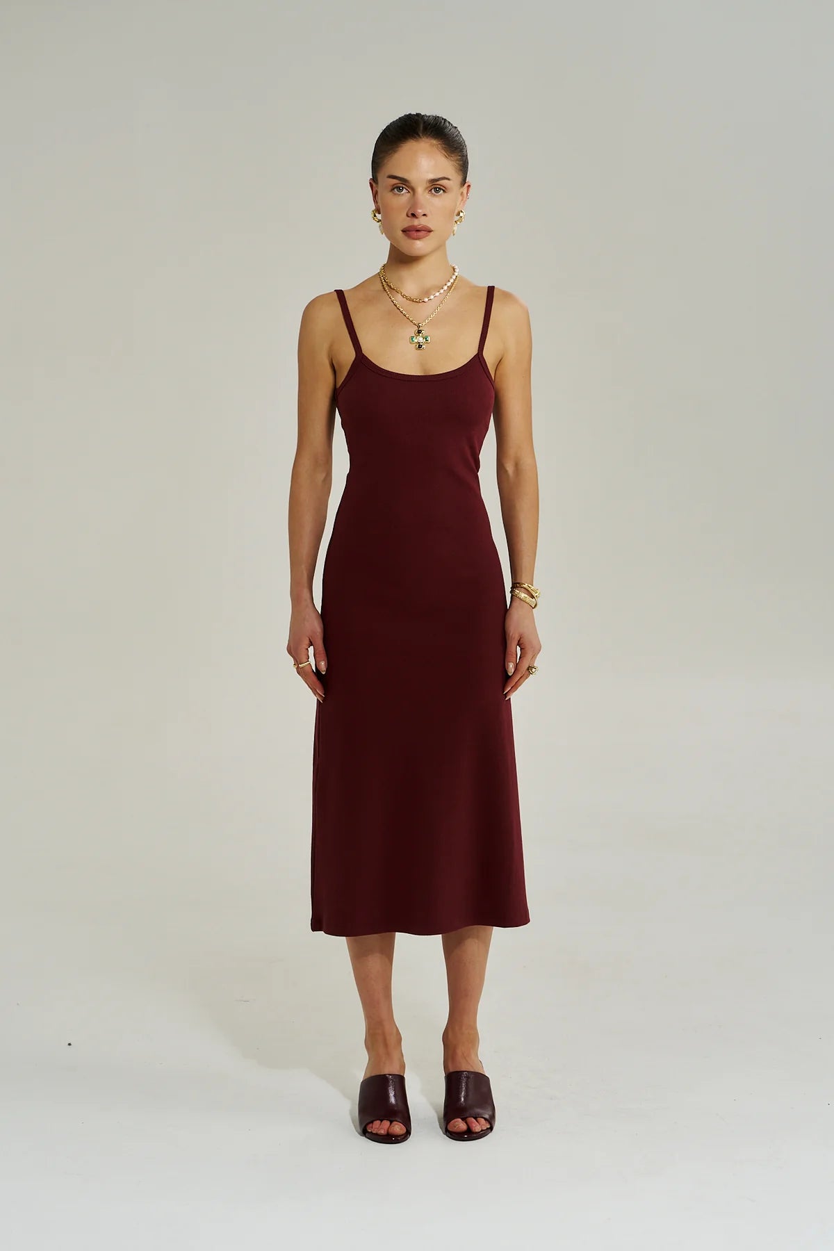 A Line Midi Dress - Syrah