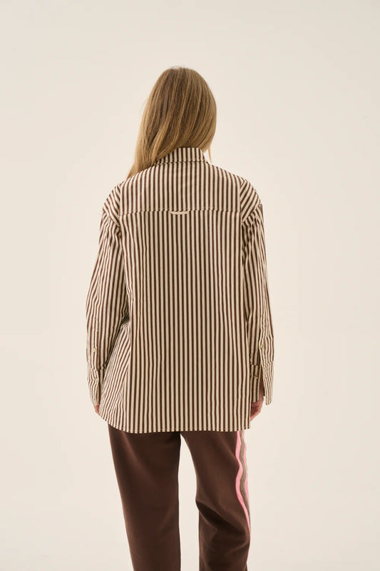 AJJA Pocket Shirt Chocolate Stripe