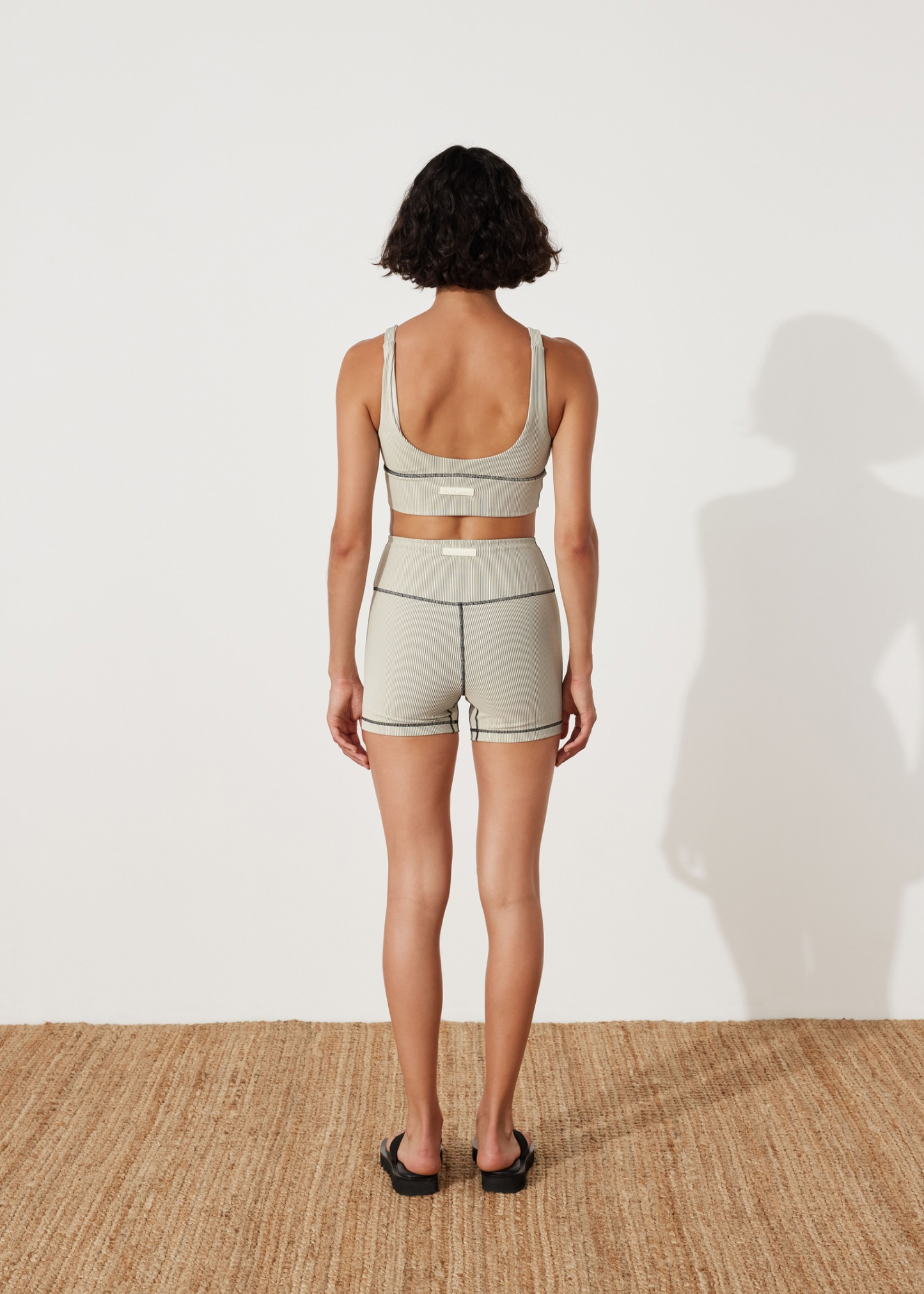 Coconut Stripe Rib Short - Coconut Stripe