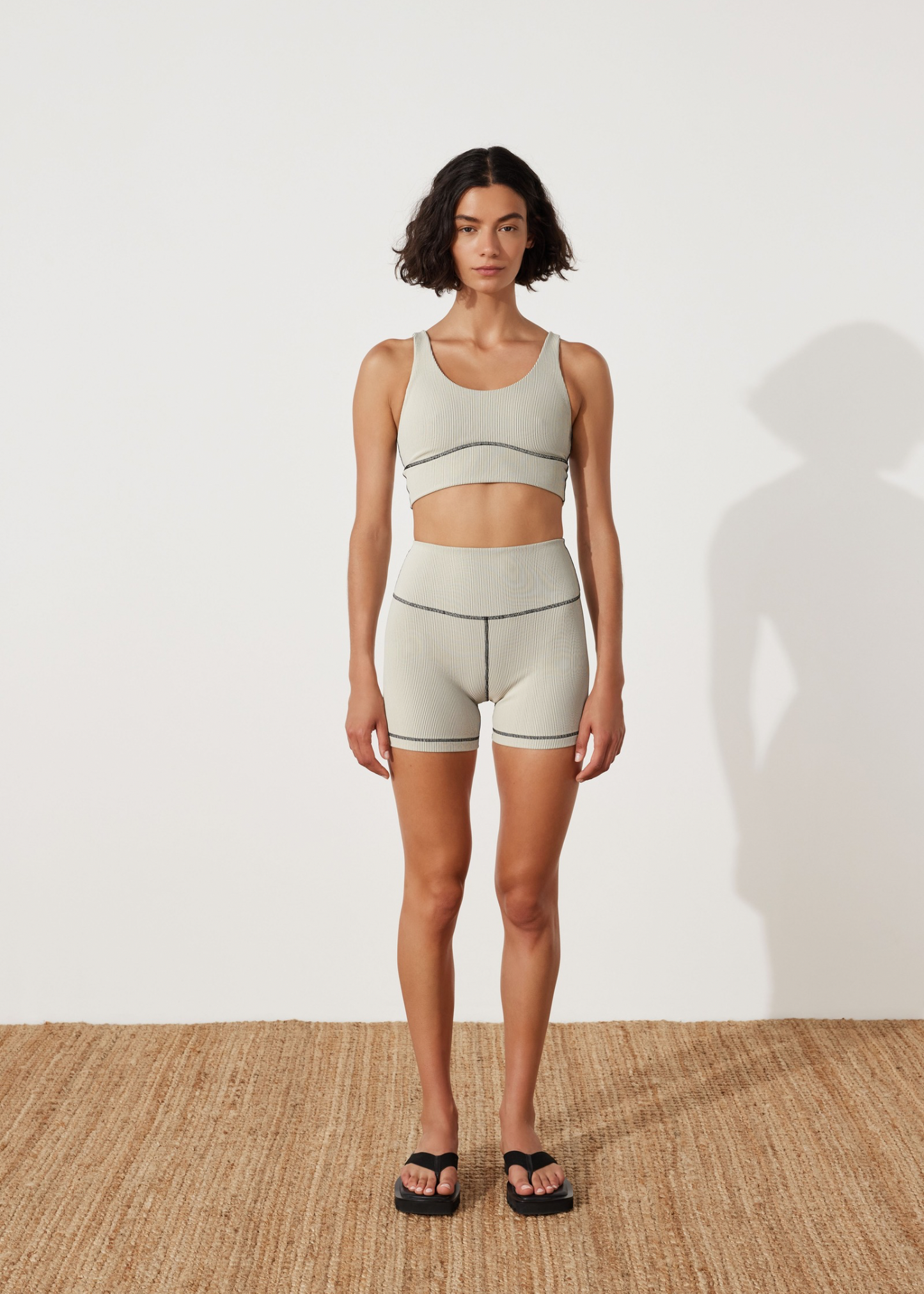 Coconut Stripe Rib Short - Coconut Stripe