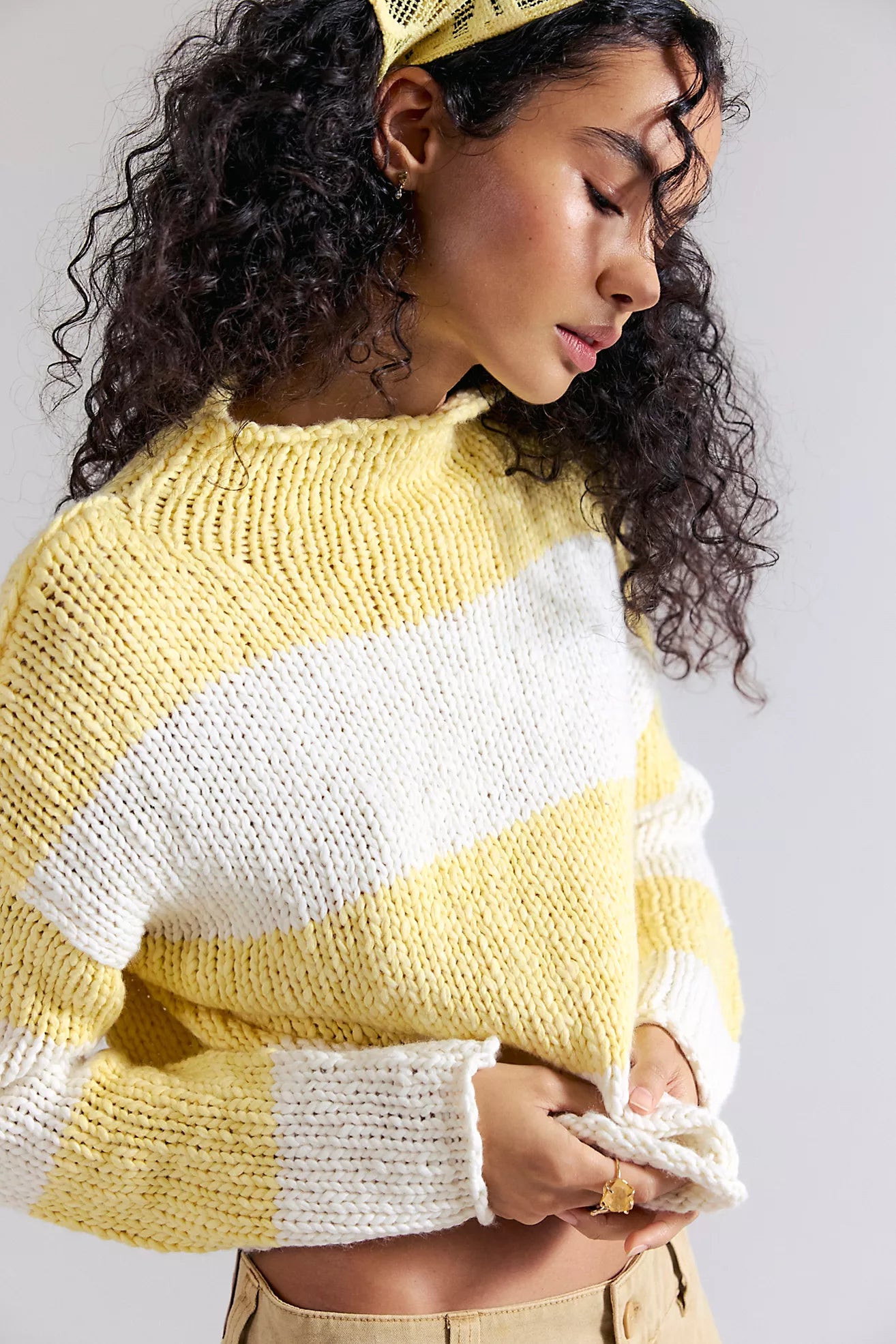 Opal Rollneck Knit Stripe Sweater - Lemon Combo