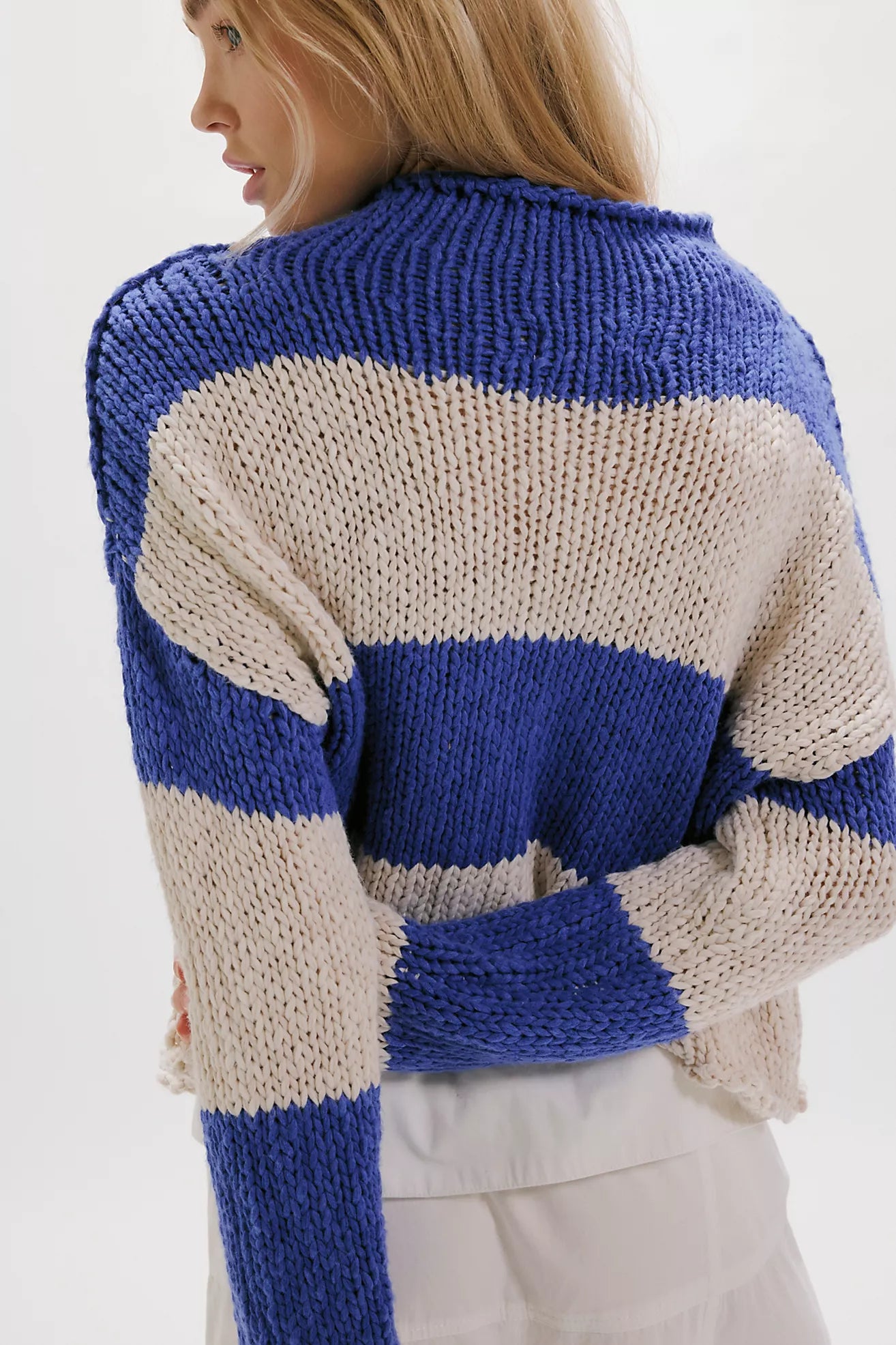 Opal Rollneck Knit Stripe Sweater - Cobalt