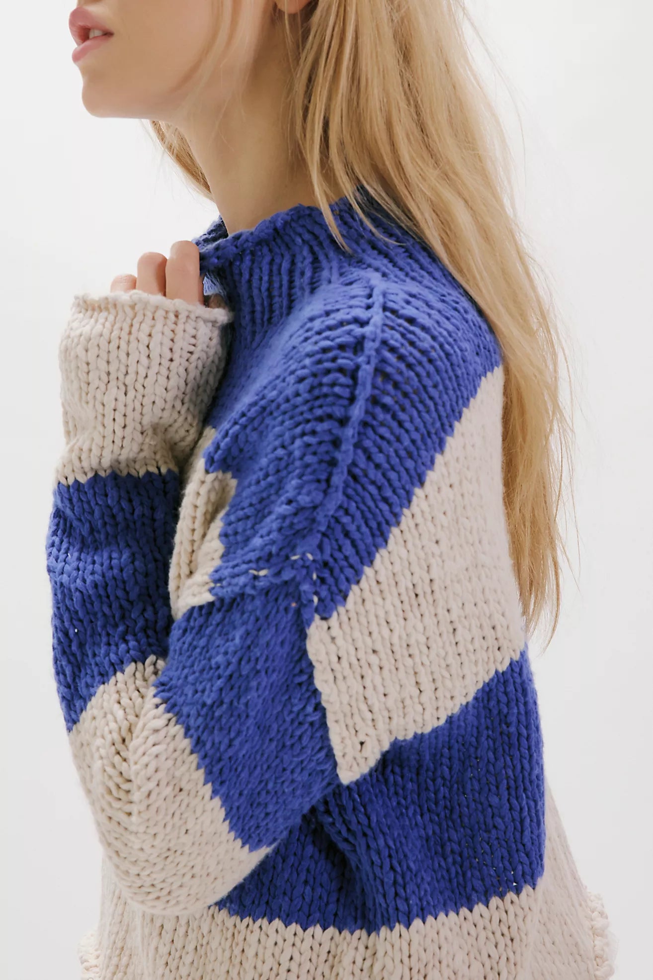 Opal Rollneck Knit Stripe Sweater - Cobalt