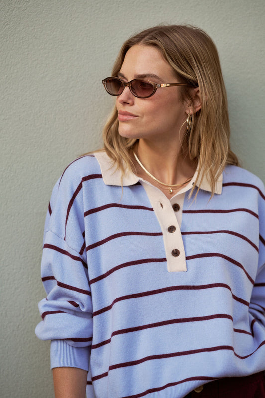 Jessa Rugby Knit - Blue Stripe