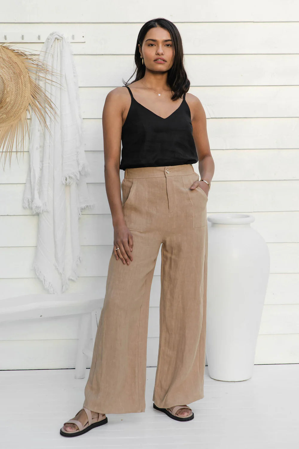 Jude Linen Pants - Taupe