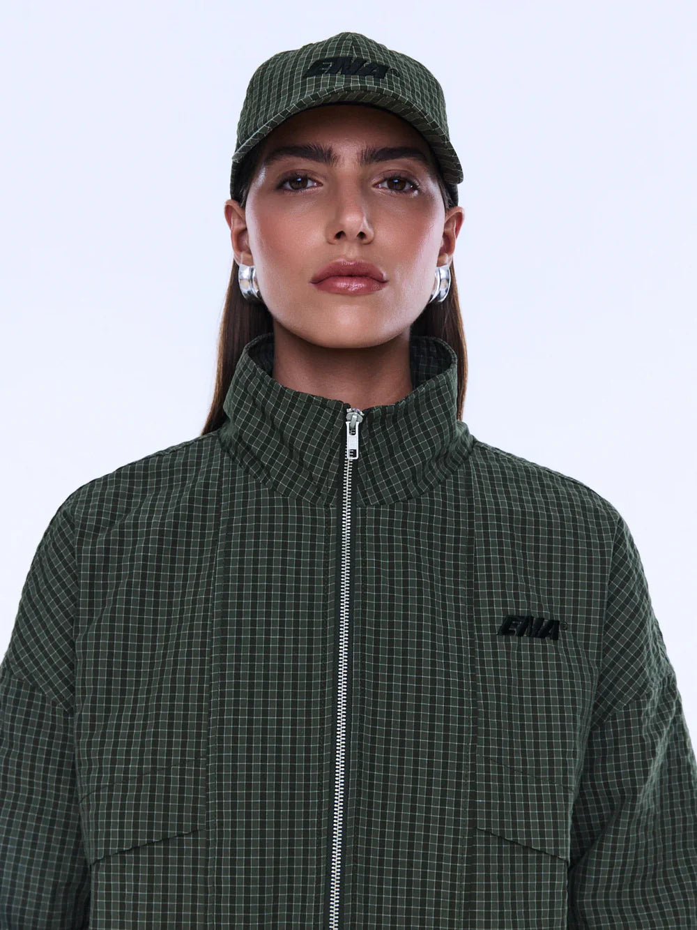 FALLON CHECK CAP-Olive check