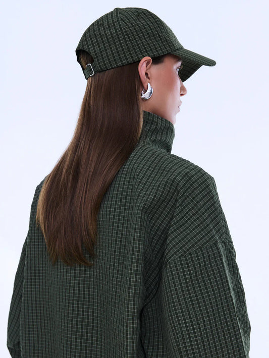 FALLON CHECK CAP-Olive check