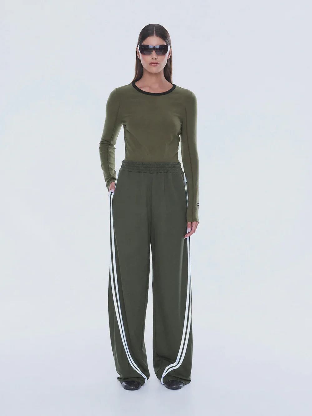 Valentina Stripe Pant-Olive