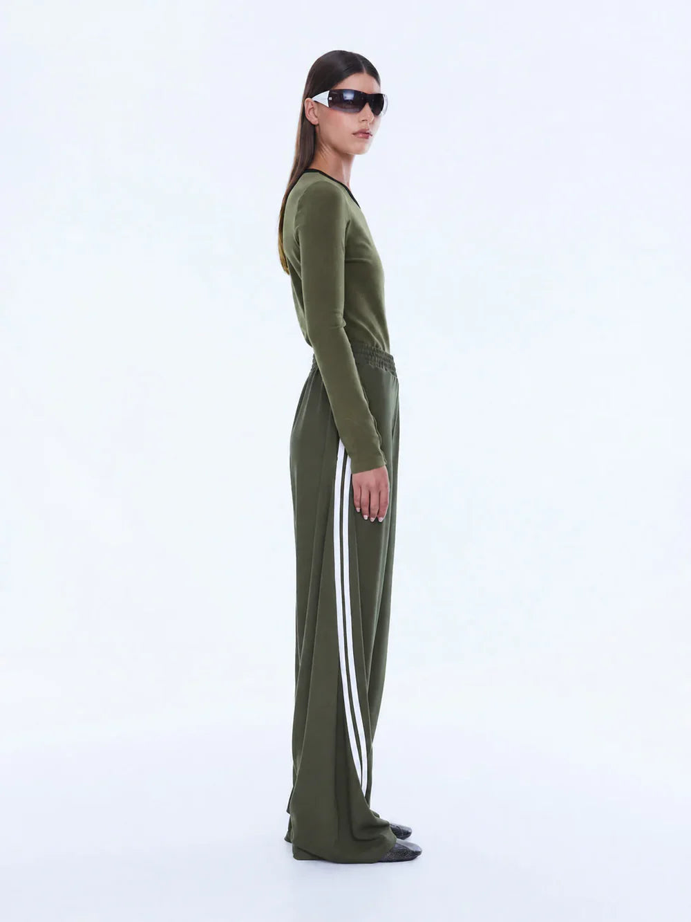 Valentina Stripe Pant-Olive