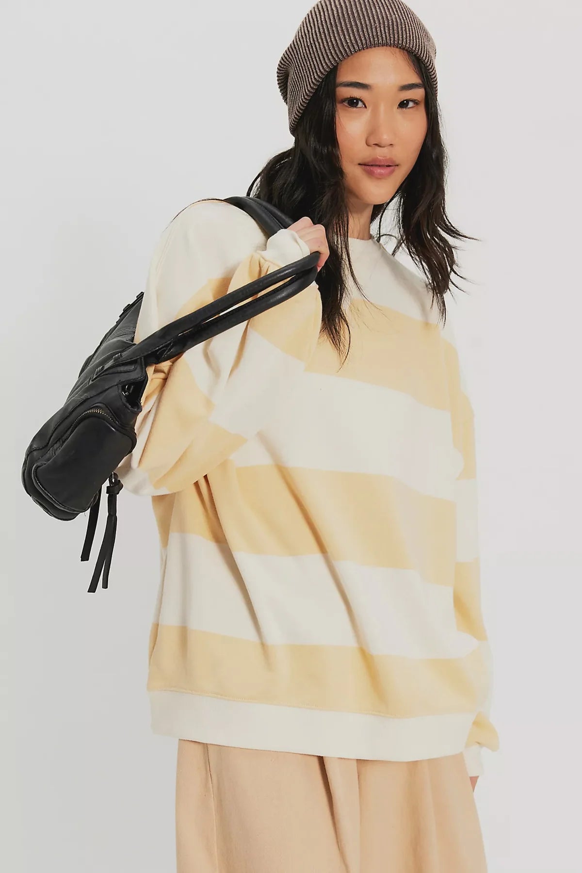 Free People Striped Crewneck Jumper
