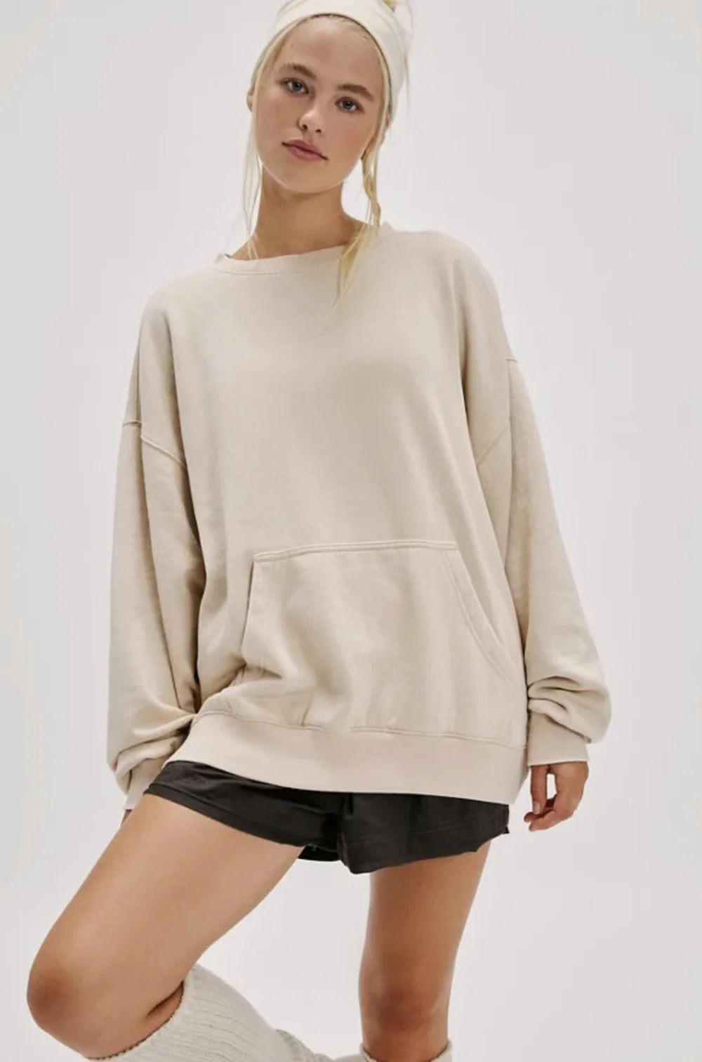 Free People Slow It Down Pullover - oversized cotton knit, Studio Row Australia
