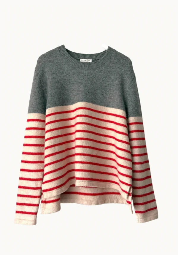 Little Lies Lexie Striped Jumper – Grey/Red