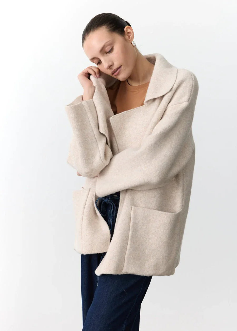 Little Lies Mahalia Coatigan Beige | Studio Row