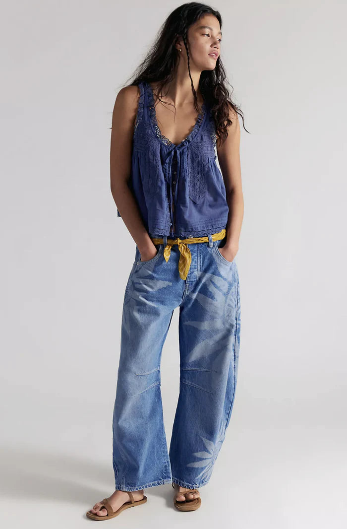 We The Free Good Luck Barrel Printed Jeans