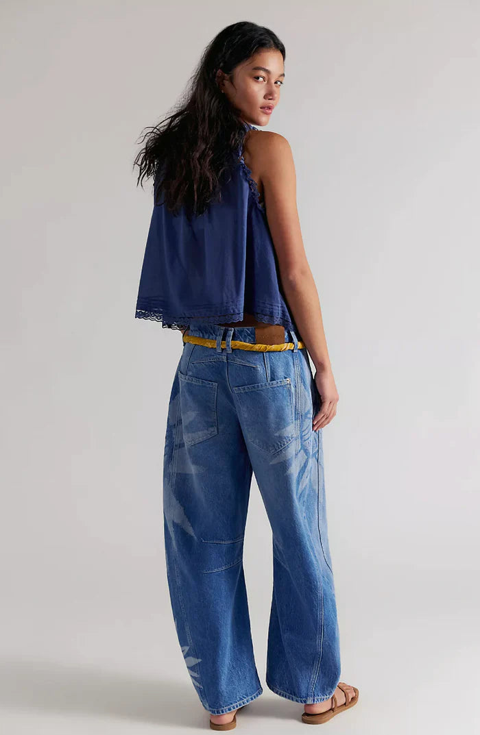 We The Free Good Luck Barrel Printed Jeans