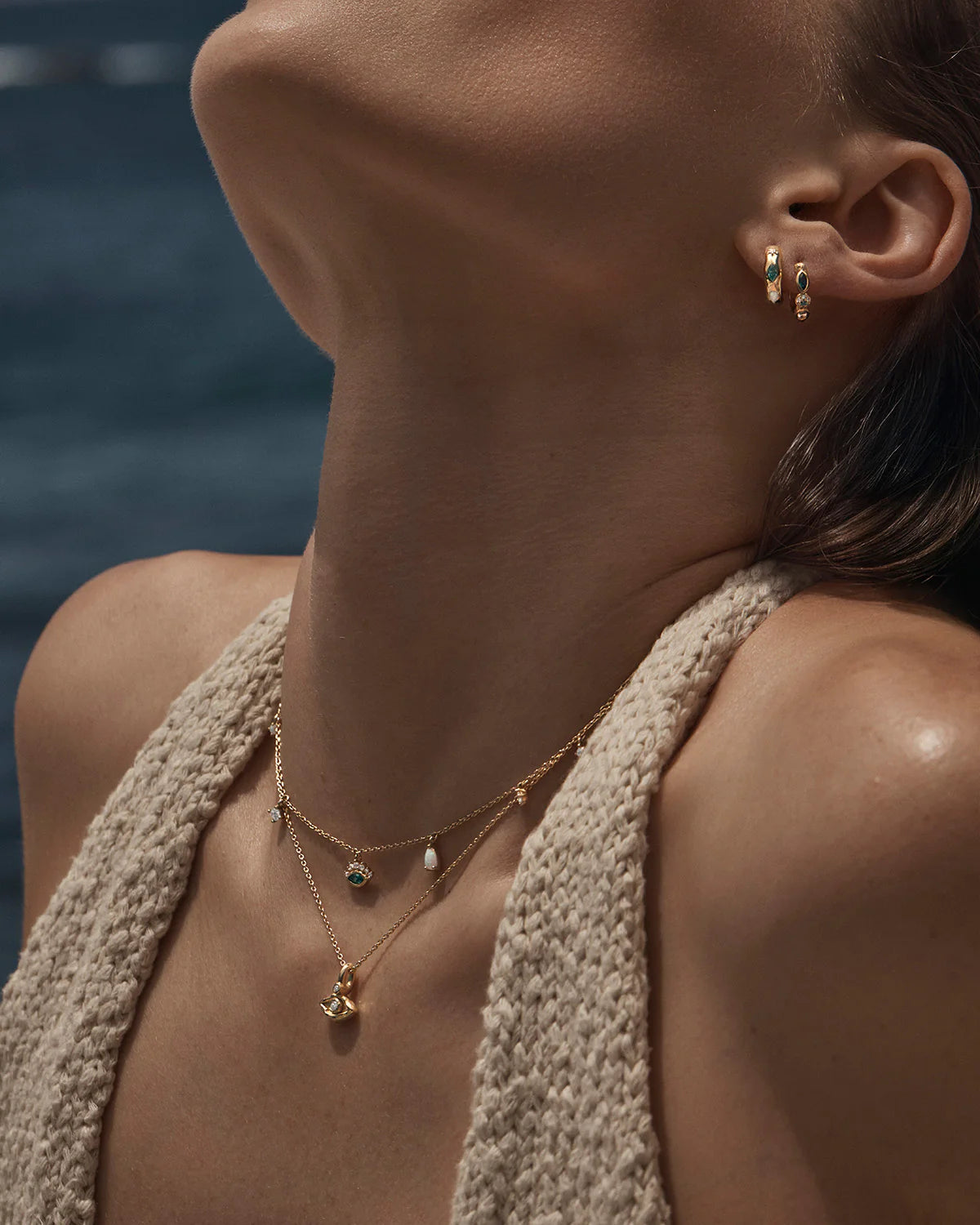 By Charlotte Hope And Protection Evil Eye Hoops - Gold