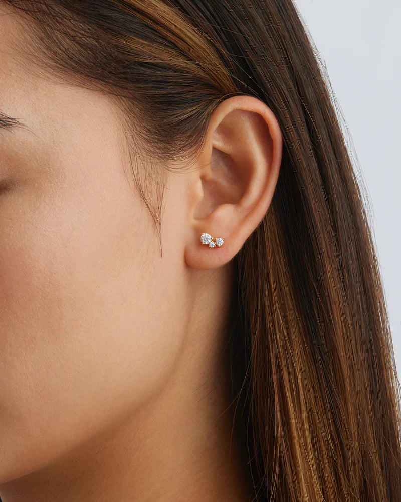 18k Gold Vermeil Whispers of Love Stud Earrings – crystal trio bridal studs, by charlotte Australia