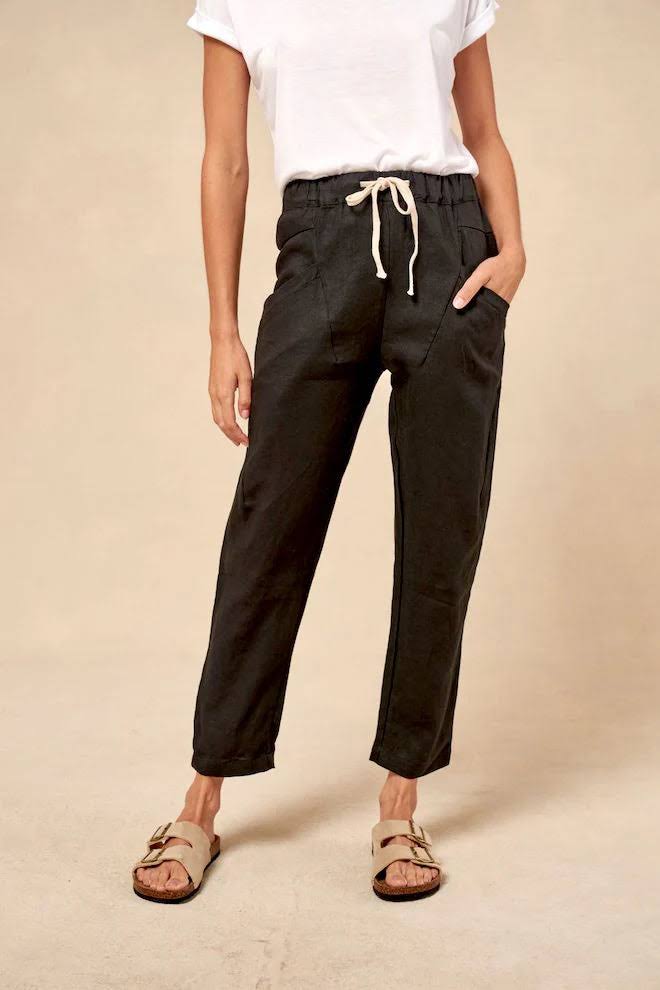 Little Lies Luxe Linen Pant Black | Studio Row Australia
