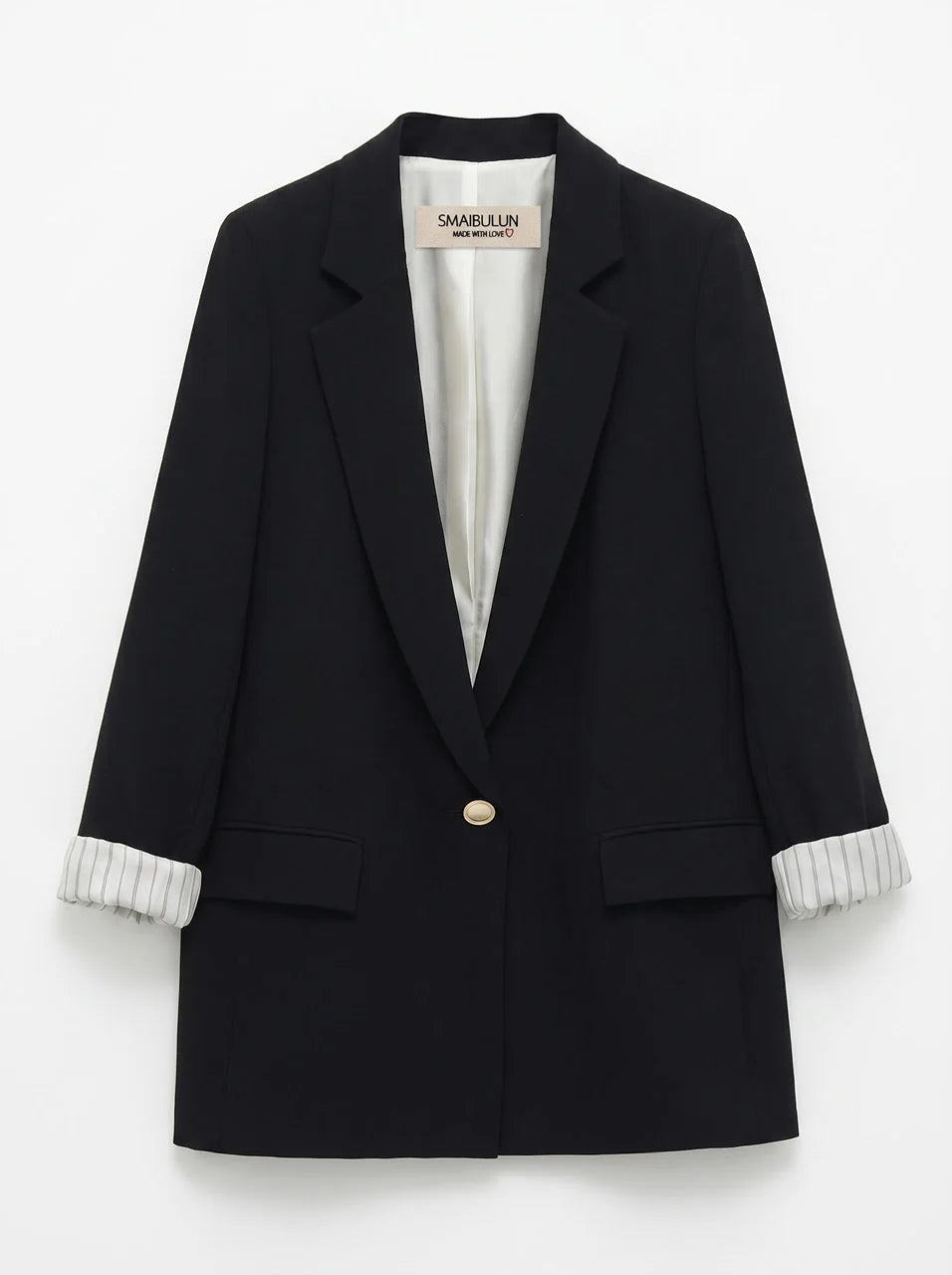 Black Pinstripe-Lined Blazer | Smaibulun AU