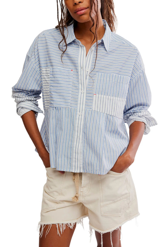 Free People Annie Striped Babydoll Shirt | AU