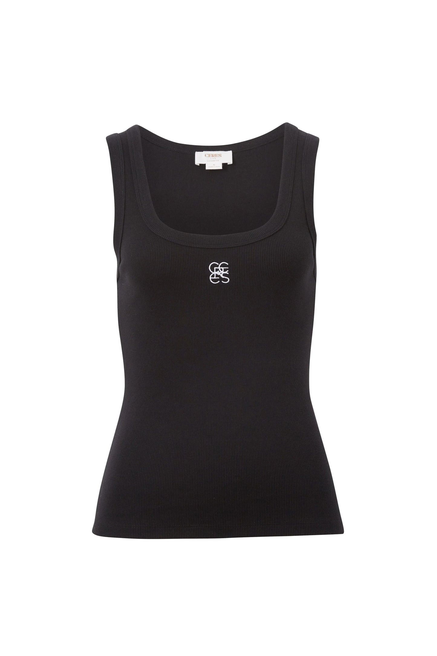 Zoe Contour Rib Scoop Tank – Black | Ceres Life
