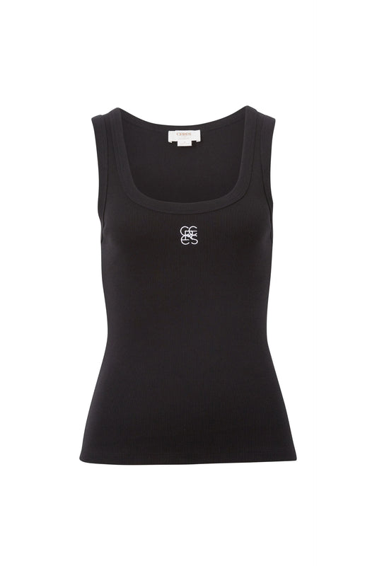 Zoe Contour Rib Scoop Tank – Black | Ceres Life