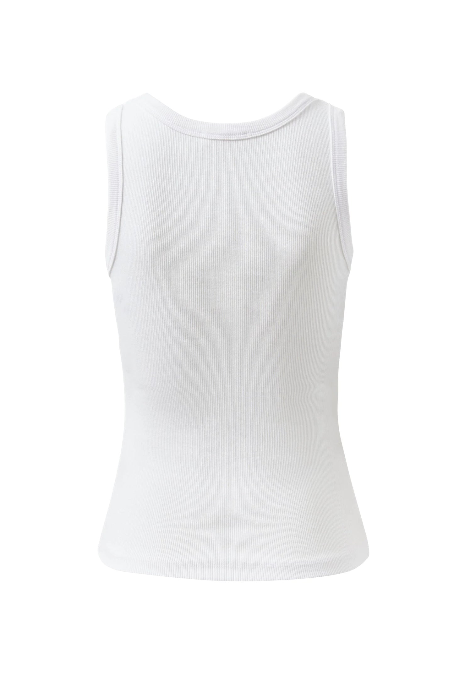 Zoe Contour Rib Scoop Tank – White | Ceres Life