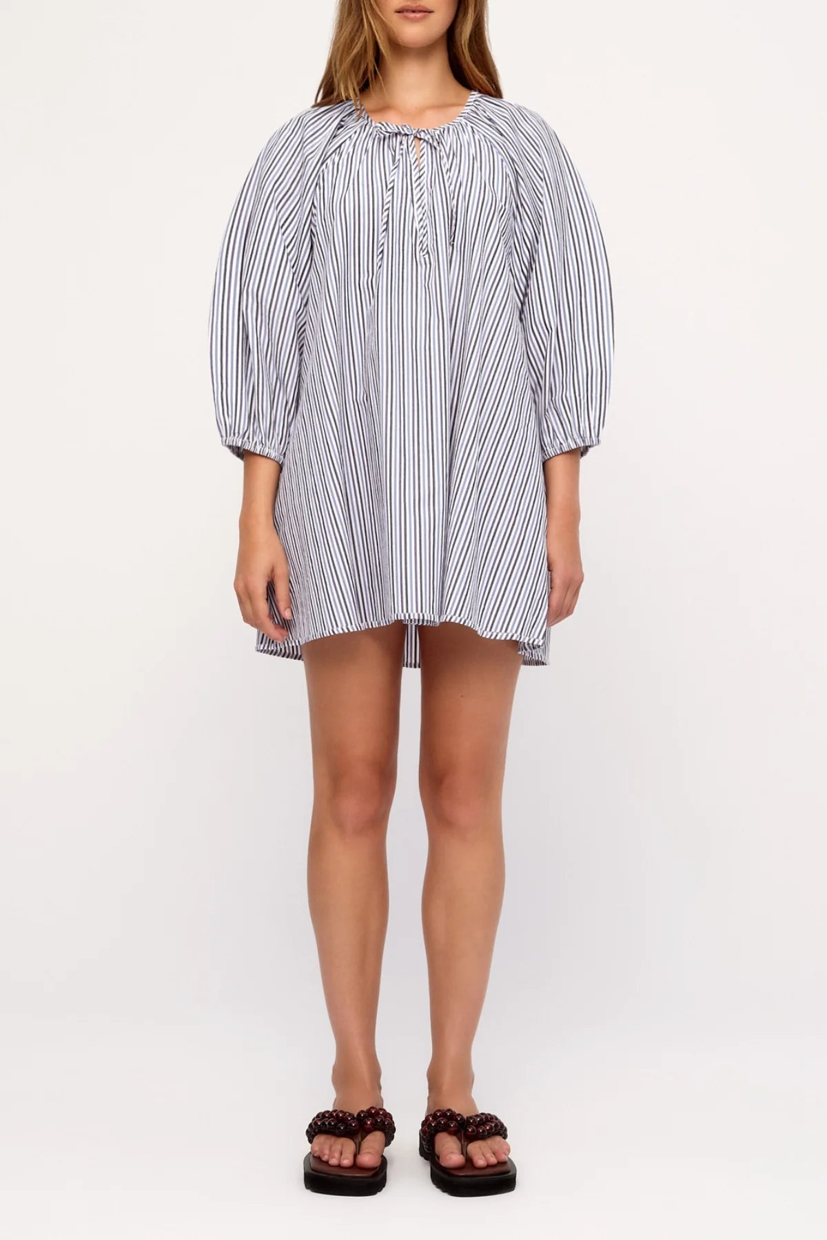 Poplin Mini Dress - Blue Pin Stripe | Zulu & Zephyr AU