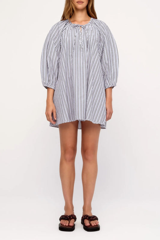 Poplin Mini Dress - Blue Pin Stripe | Zulu & Zephyr AU
