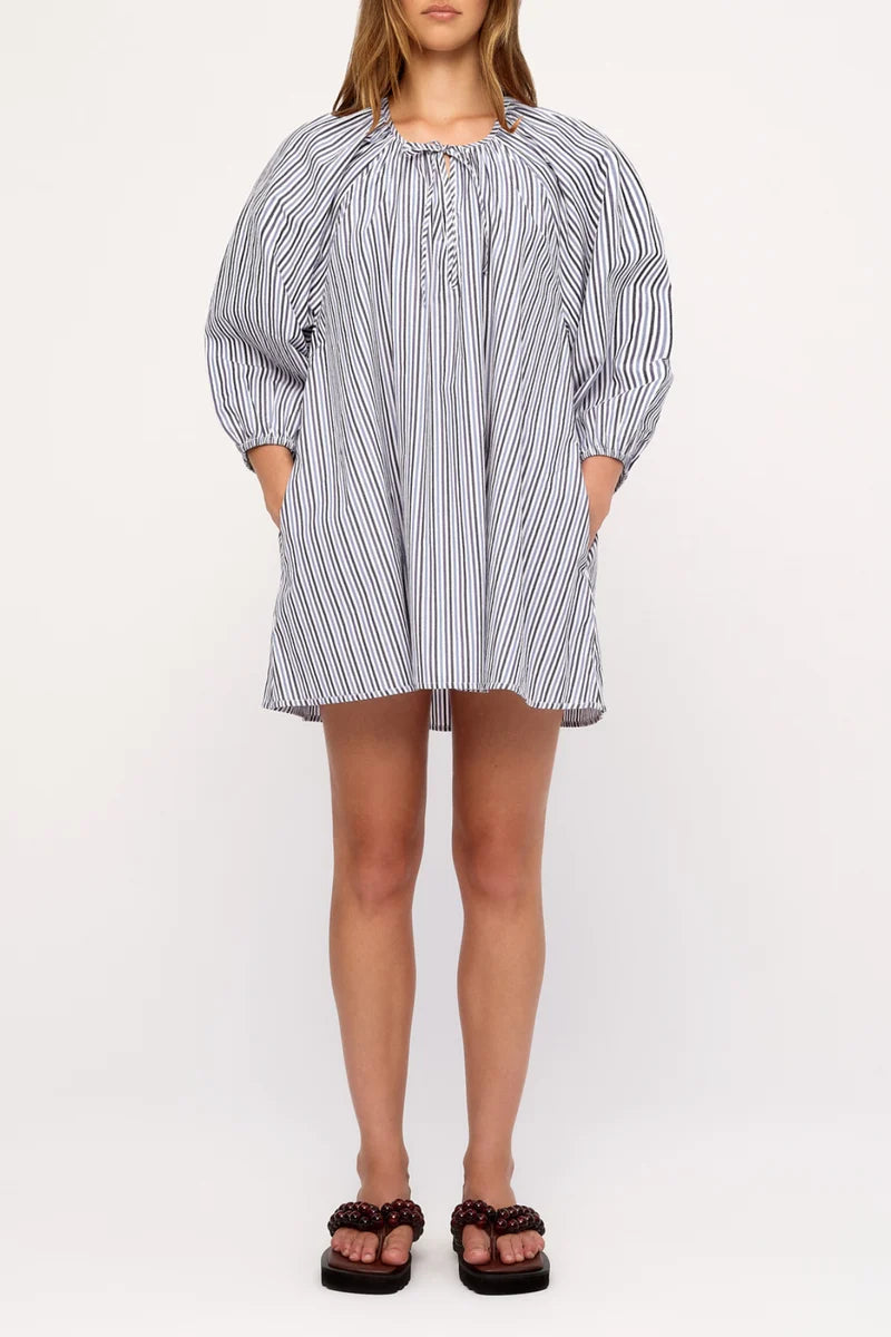 Poplin Mini Dress - Blue Pin Stripe | Zulu & Zephyr AU