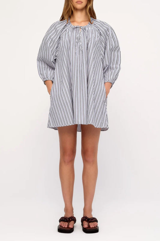 Poplin Mini Dress - Blue Pin Stripe | Zulu & Zephyr AU