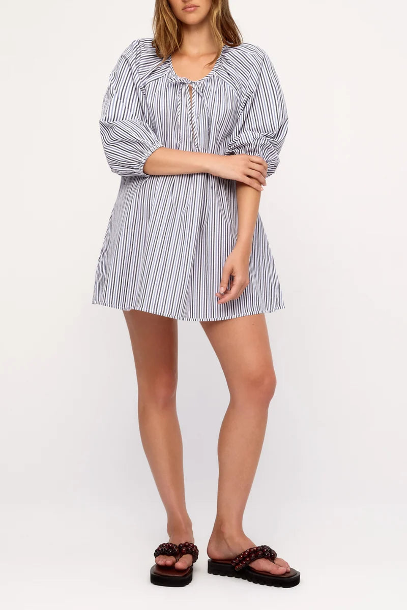 Poplin Mini Dress - Blue Pin Stripe | Zulu & Zephyr AU