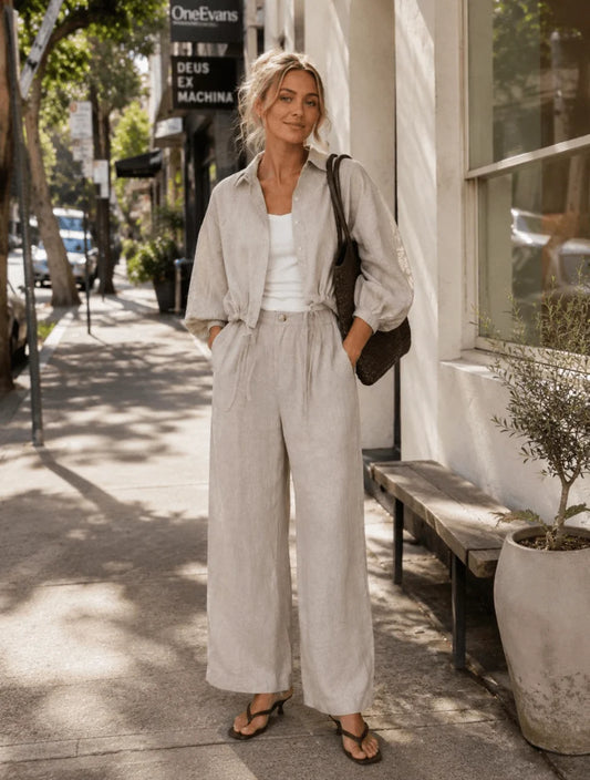 Little Lies Barrel Linen Pants | Natural Linen Australia