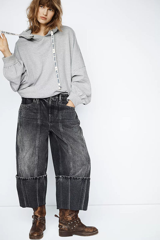 Olsen Cuffed Barrel Jeans - Black Ice