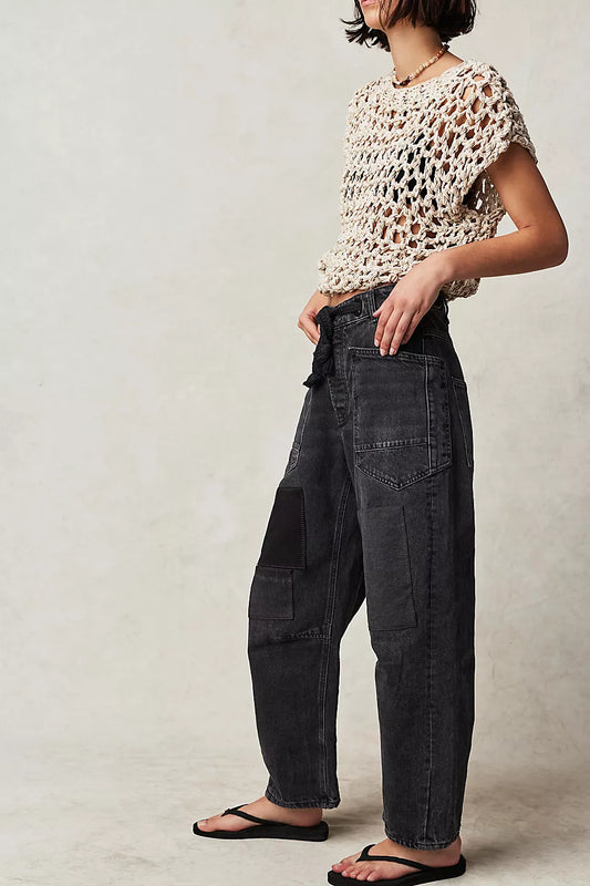 Moxie Pull-On Barrel Jeans - Nighthawk