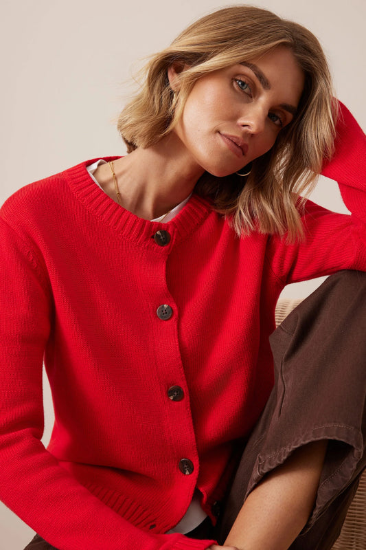 Ceres Life Nelly Long Sleeve Knit Cardi | Red Cardigan AU