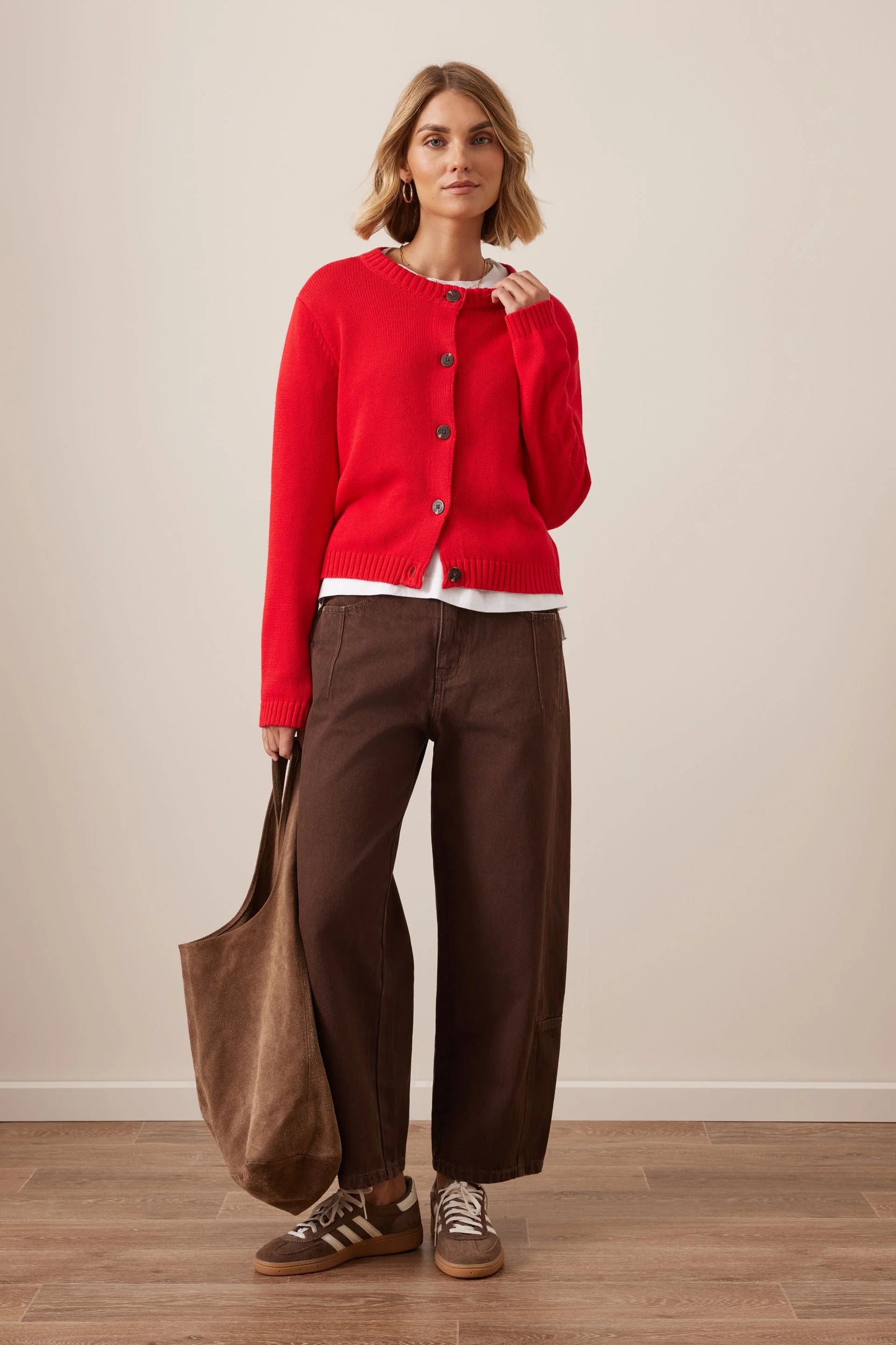 Ceres Life Nelly Long Sleeve Knit Cardi | Red Cardigan AU