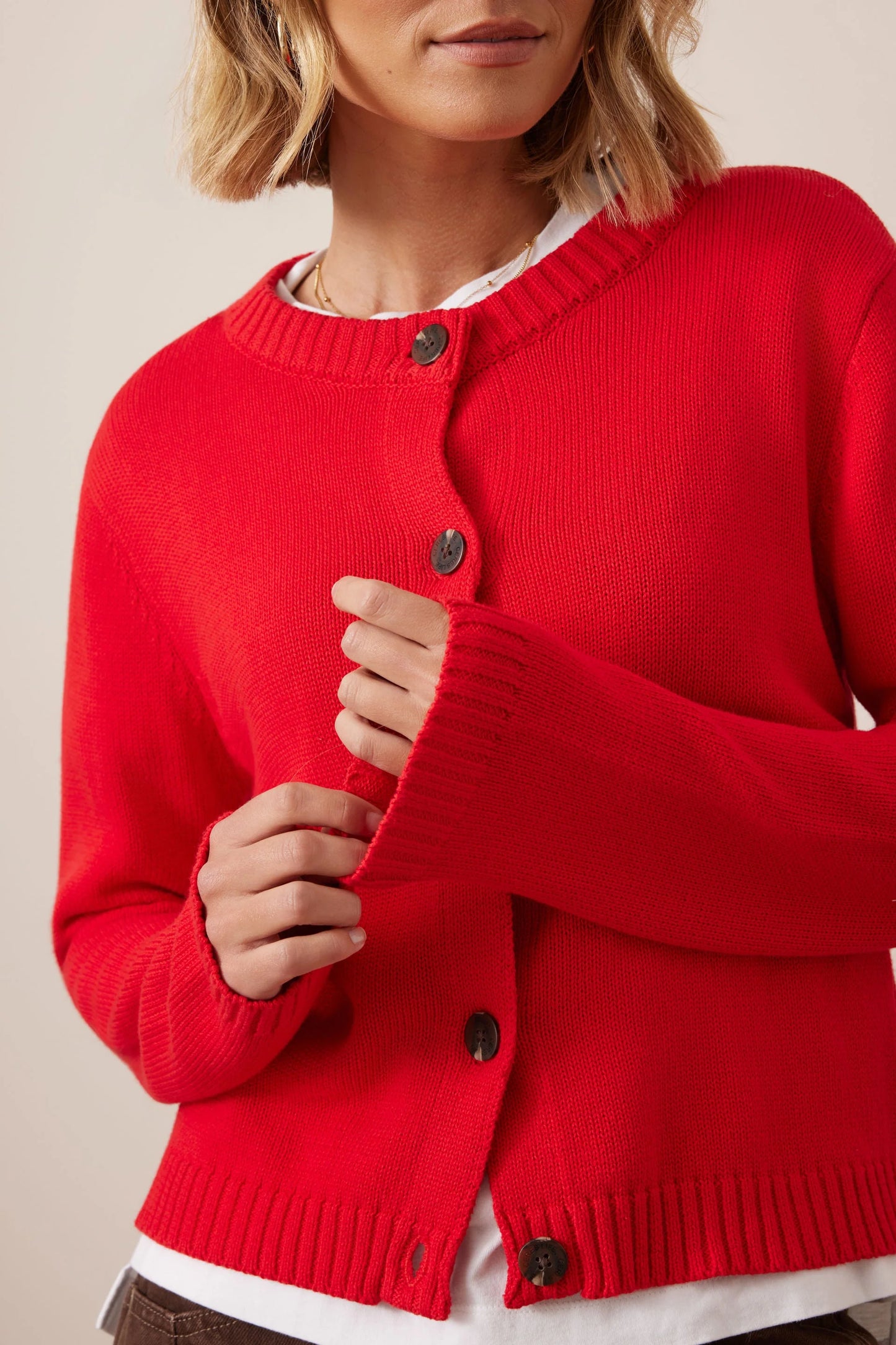Ceres Life Nelly Long Sleeve Knit Cardi | Red Cardigan AU