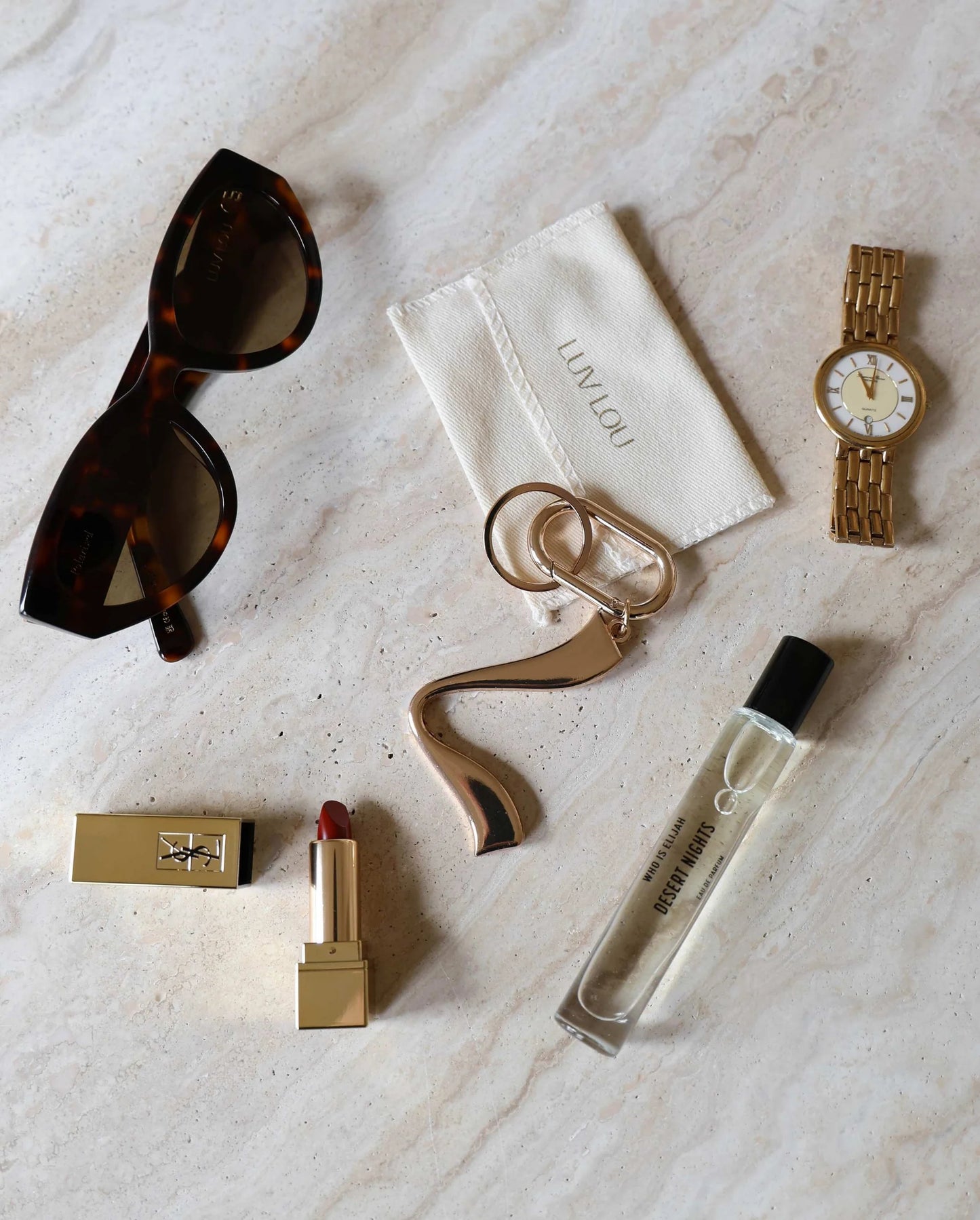 Gold L shaped keyring, bagcharm, by Luv Lou, Gold Accessories, Keychain 