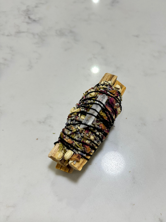 Palo santo bundle with flowers gifting house warming