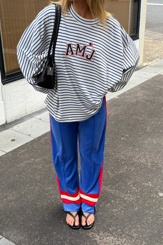 AMJ Waffle Long Sleeve Top-Dark Navy