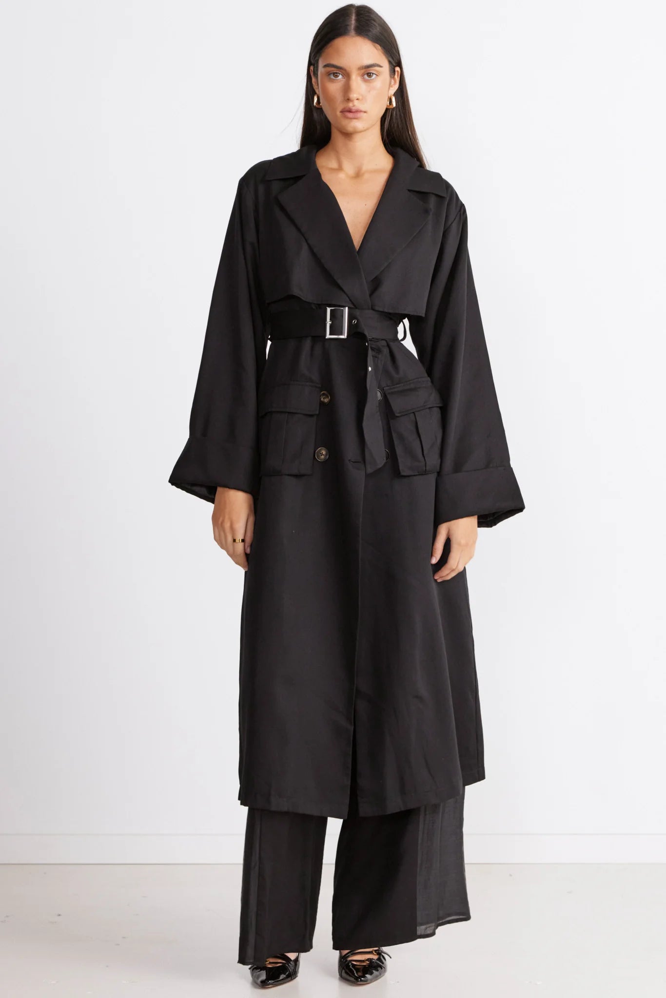 VICTORIA DETACHABLE TRENCH COAT - Black