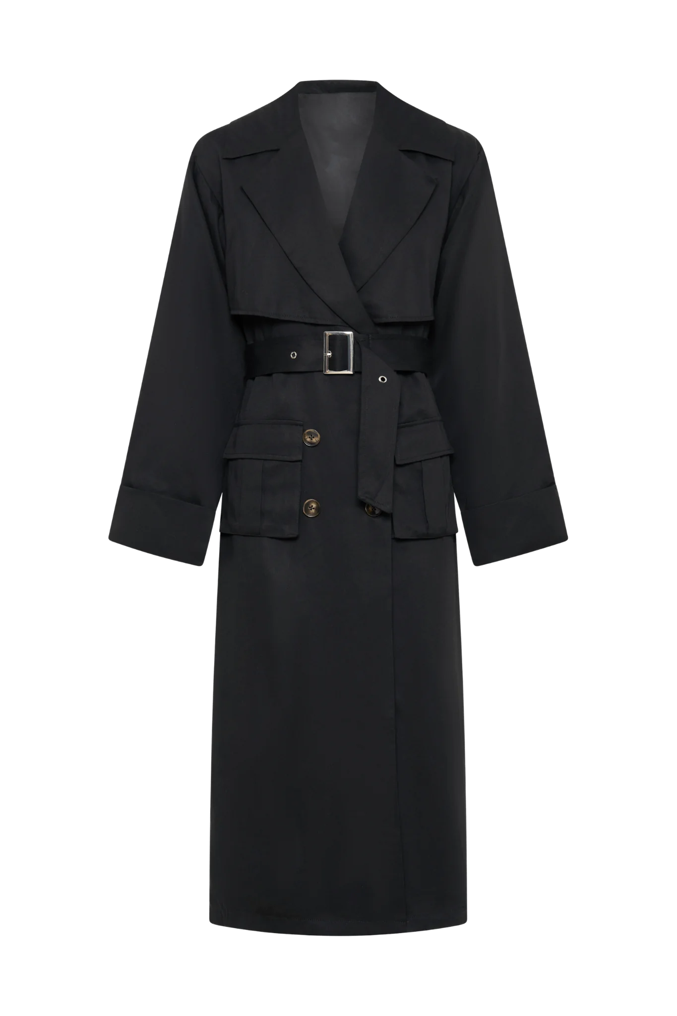 VICTORIA DETACHABLE TRENCH COAT - Black