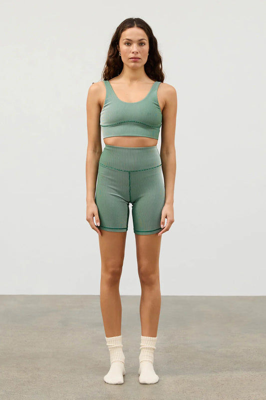 Stripe Rib 7 inch Bike Short - Tallow Green