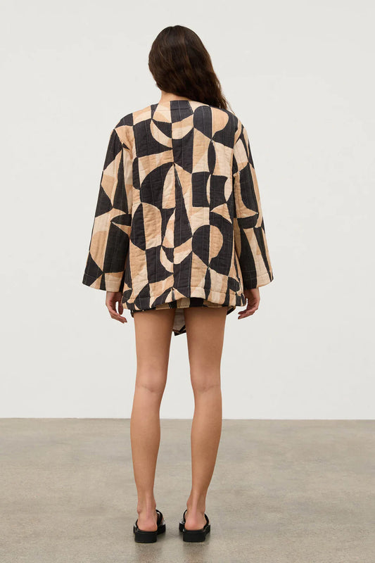 QUILTED LINEN BLEND REVERSIBLE JACKET - mosaic