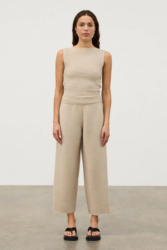 TEXTURED KNIT PANT - Natural
