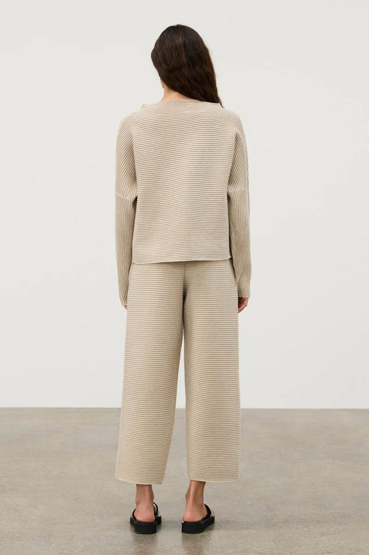 TEXTURED KNIT PANT - Natural